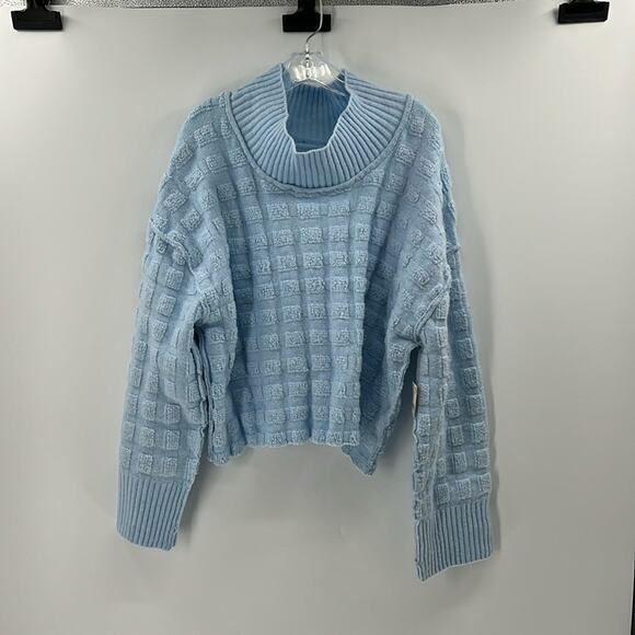 Free People We the Free Soul Searcher Mock Neck Sweater - Angel Falls Heather XL - Picture 2 of 10